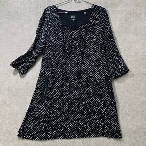 APC‎ Rue Madame Paris Black White Polka Dot Dress Size US 8 EU38 V Neck Tie Neck